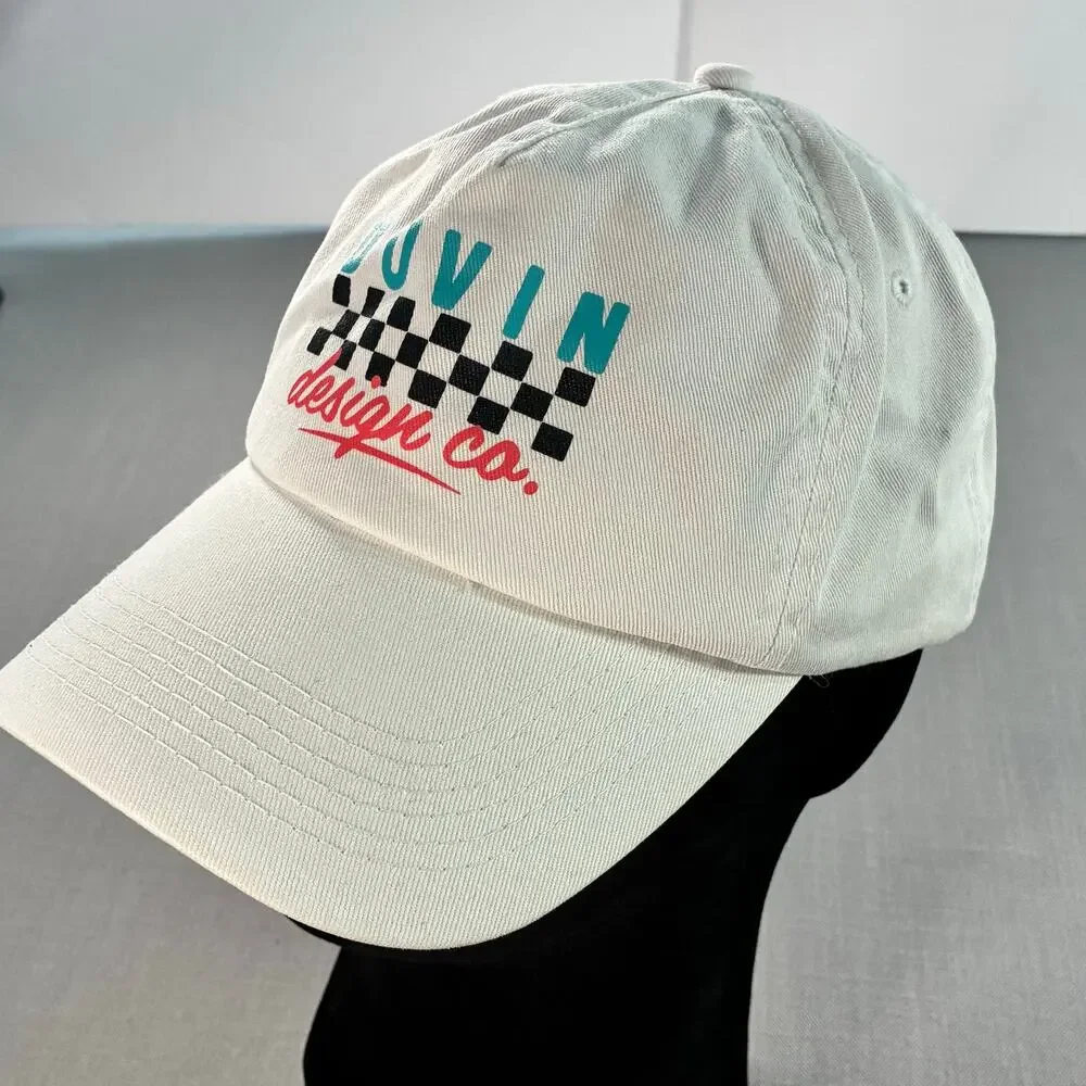 Duvin Design Co Checkered Snapback Hat White Youth Adjustable Cap